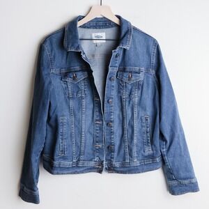 Old Navy Jean Jacket Women XL Denim Classic Stretch Boyfriend Trucker